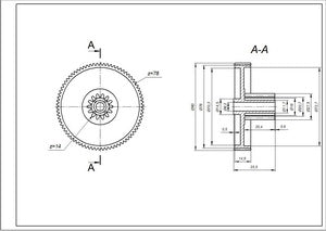 Шестерня середня D=28/80mm, H=26/14(36)mm для м'ясорубок (універсальна)