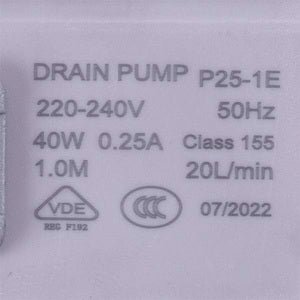 Помпа (насос) для стиральної машини 292090 Drain Pump 40W P25-1E 0.2A (мідна обмотка)
