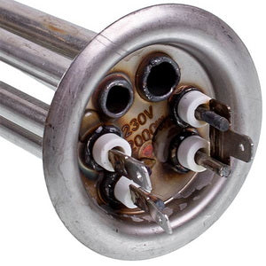 Тен для бойлера 34013090000 2000W (нержавійка) L=300mm фланець 63mm, 2 трубки під датчик анод M4