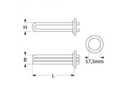 Тен бойлера для посудомоечной машины Dihr, Kromo 415264 6000W 230V L=480mm B=33mm
