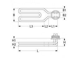 Тен бака, ванни для посудомиючої машини NuovaSimonelli, Omniwash 4500Вт, 230В, фланець 1¼" зігнут.
