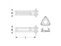 Тен бойлера для посудомийної машини Project Systems 418899 JET500P PLUS 3000W 230V L=265mm B=36mm