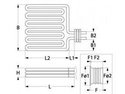 ТЭН для фритюрницы Bertos E7F18, E9F15, E9F18 серии 417764 18000Вт 230В (стопорное кольцо)