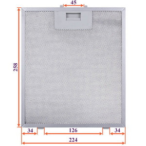Фільтр жировий (метал.) для витяжки 224x258x8mm (під защіпки, універсальний)