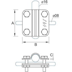 Затискувач прут D=16mm/дріт D=8-10mm сталевий гарячеоцинкований 04/168.2 ОСН