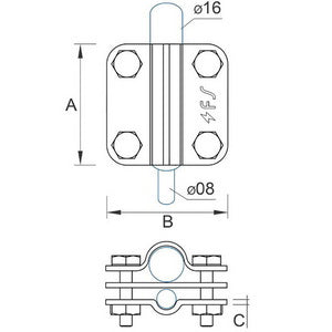 Затискувач прут D=16mm/полоса/дрот D=8-10mm сталевий гальванічно оцинкований