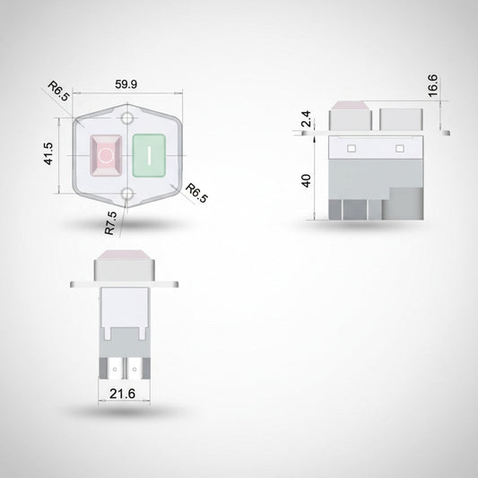Кнопка для бетономешалки или станка 4 контакта 12A CK21E/4P (пластина 56*60)