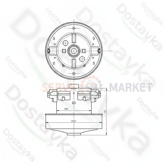 Двигатель для пылесоса Gorenje 464813 PHb-T-03R128590 Диаметр=125/84 мм Высота=29/122 мм 2300 Вт