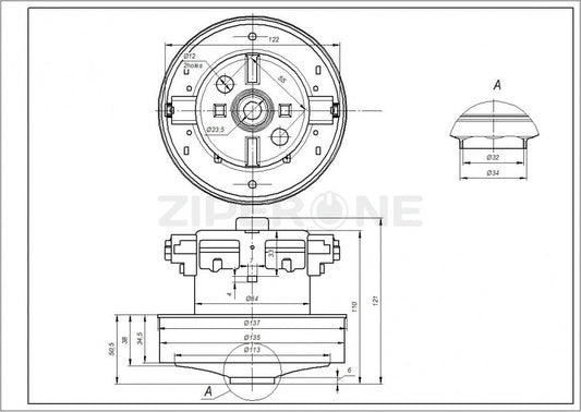 Двигатель VCM-M10GUAA D135/84 H35/119 2000W для пылесоса Samsung DJ31-00097A
