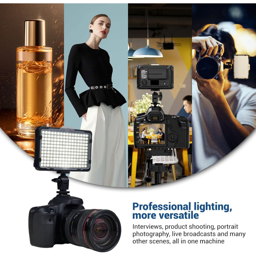 Накамерный видеосвет LED — PT-176S 5 COLORS (11W/1320LM/LED176 PCS/3200K-5600K)LED DISPLAY BATTERY NP-F550+CHARGER