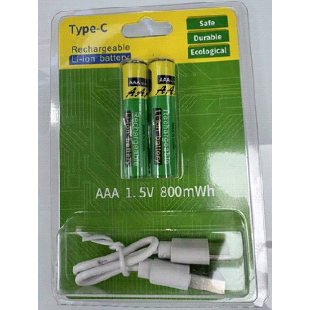 Аккумуляторные батарейки с Type-C разьемом Lithium-ion 800mAh AAA-7 (2шт)