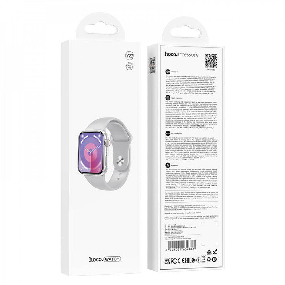 Smart Sports Watch (Call Version) Hoco Y23 — Silver