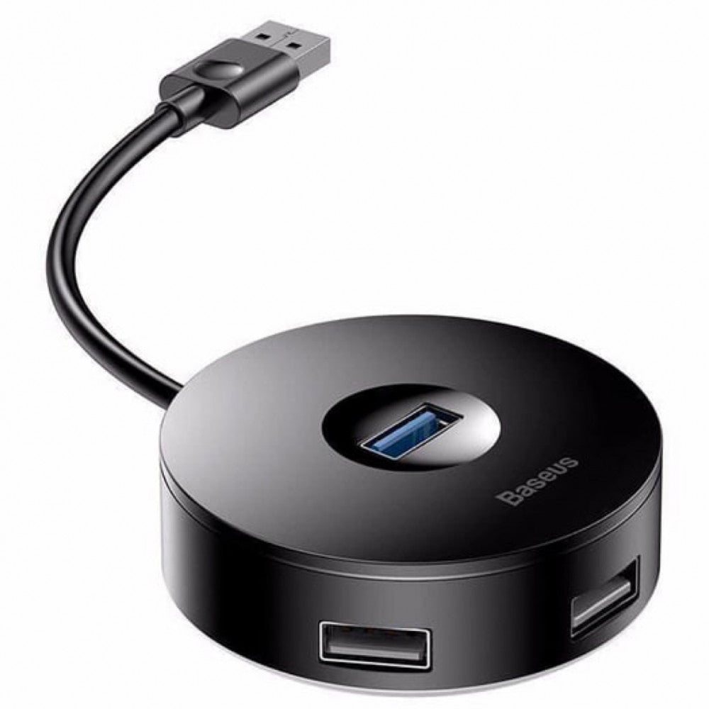HUB Adapter Baseus(CAHUB-F) Airjoy round box (USB3.0 to USB3.0*1+USB2.0*3)10cm — CAHUB-F01 Black
