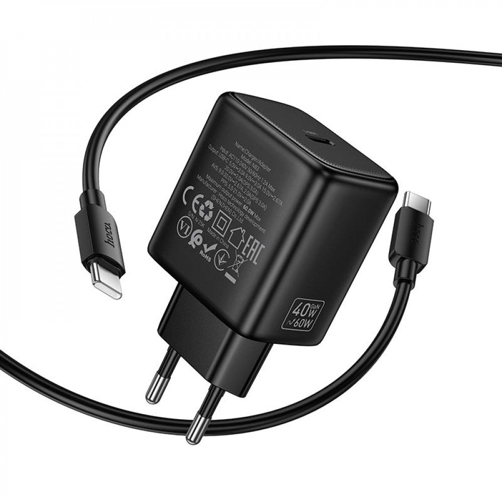 Home Charger | 40W | PD | C to C Cable (1m) — Hoco N83 — White