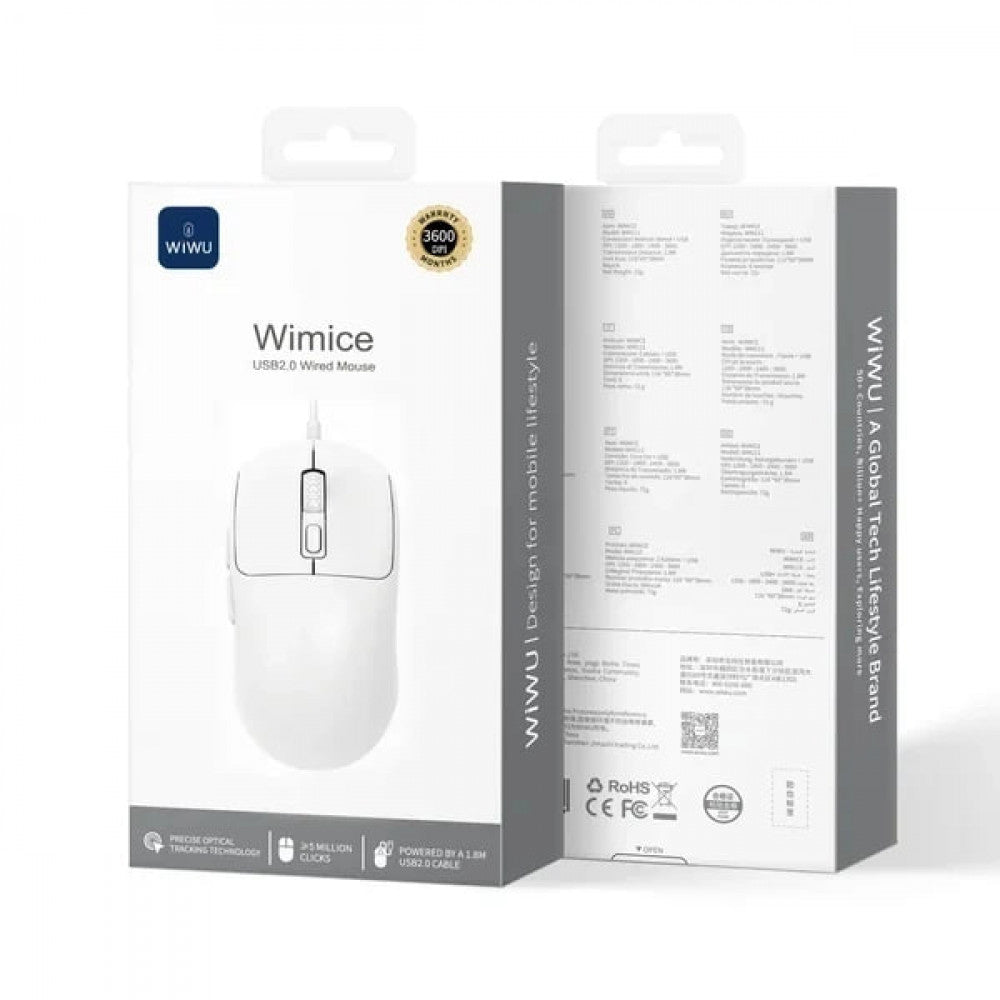 Проводная мышь WiWU WM111, USB — белая