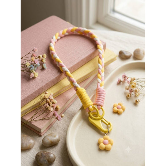 Брелок Braid Flower — Yellow&Pink