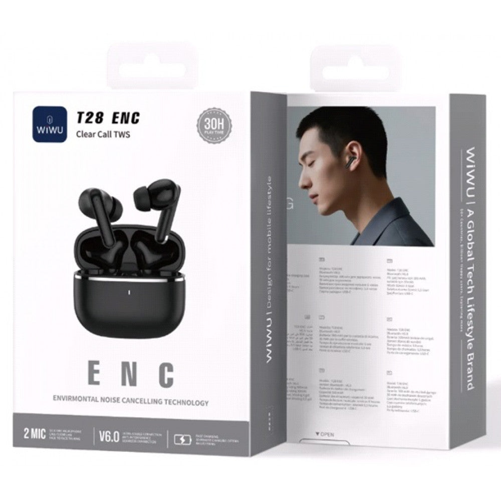 Bluetooth гарнітура TWS Wiwu T28 — Black