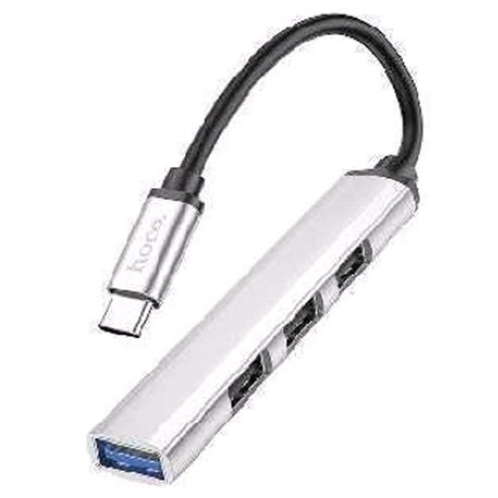 USB HUB : USB C To 4 USB — Hoco HB26 — Silver