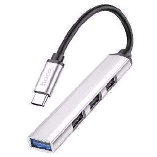 USB HUB : USB C To 4 USB — Hoco HB26 — Silver