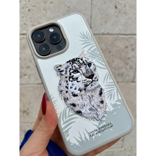 Накладка Чохли Polo Savanna Leather Case iPhone 15 Pro — Snow Leopard-Grey