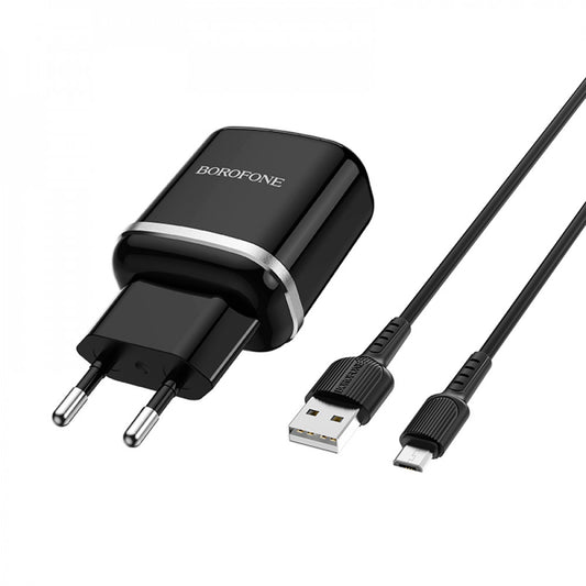 Home Charger | 18W | QC3.0 | USB C Cable (1m) — Borofone BA36A — Black