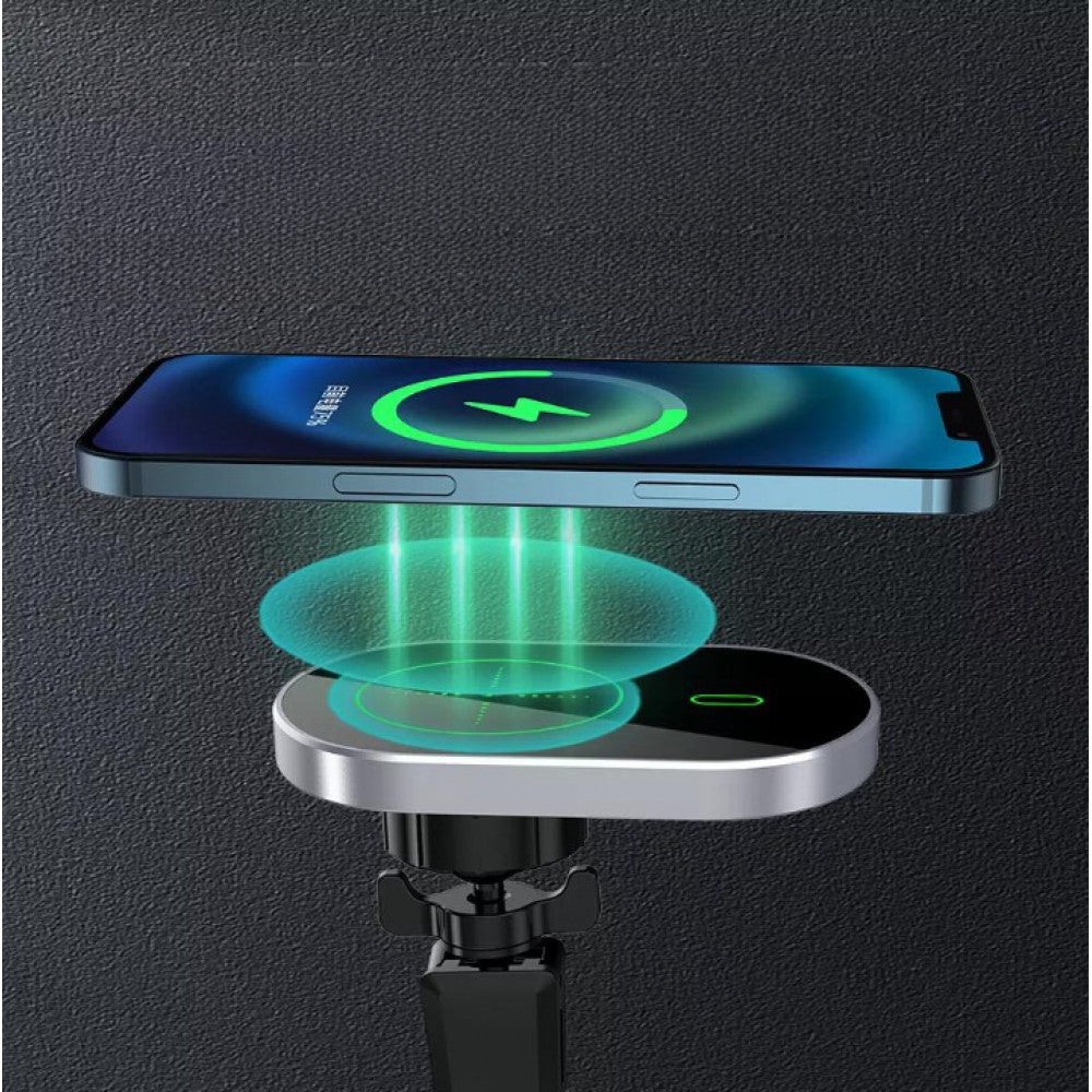 Автотримач магнітний на повітропровід із бездротовою зарядкою 15W Veron C13 MagSafe — Black