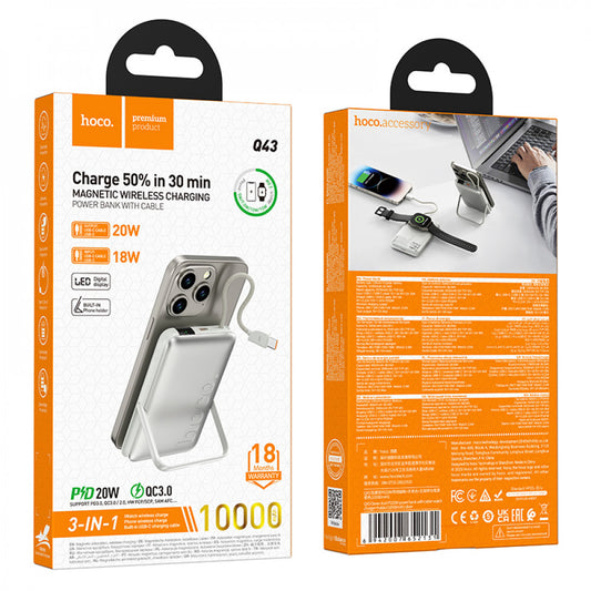 Power Bank 10000 mAh Magsafe — Hoco Q43 — Silver