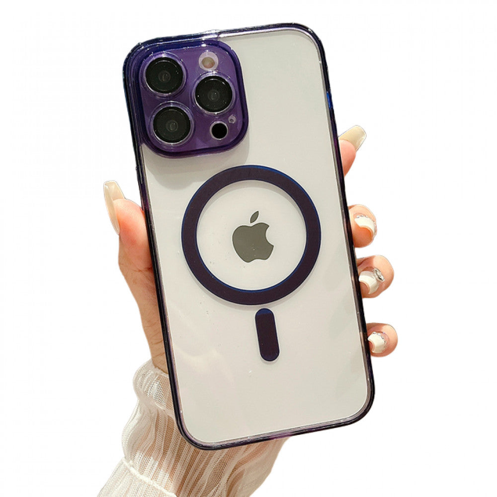 Clear Magnetic TPU+PC Case iPhone 13 — Deep Purple