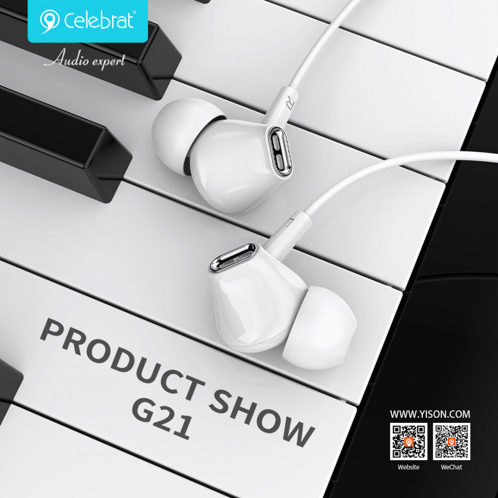 Навушники з мікрофоном 3.5mm Celebrat G21 — Black