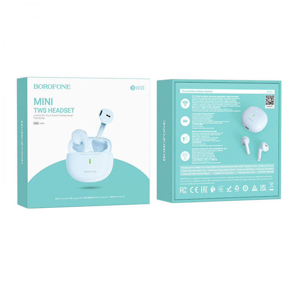 Bluetooth гарнітура TWS Borofone BW33 Handsome — Dream Purple