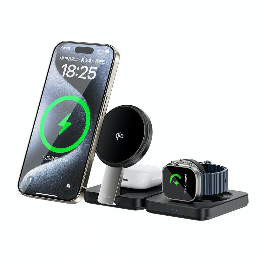Wireless Charger 3 in 1 — Wiwu Wi-W028 — Black