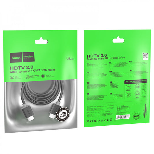 HDMI 2.0 Male to Male 4K HD Data Cable (3m) — Hoco US08
