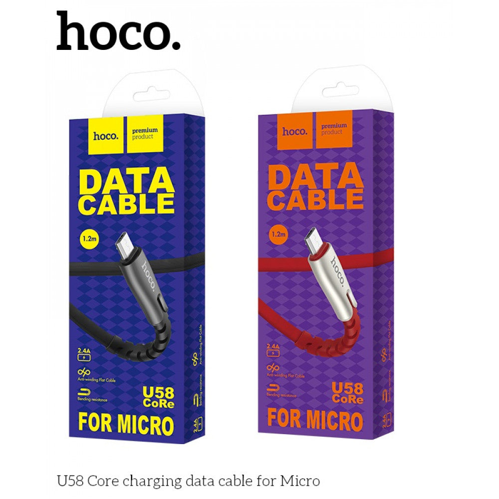 Кабель Micro 2.4A (1.2m) Hoco U58 — Black