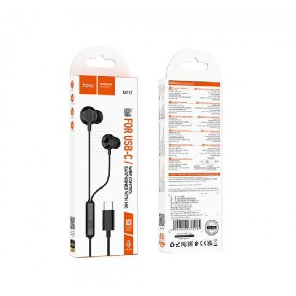 3.5mm Earphones With Mic — Hoco M117 — White