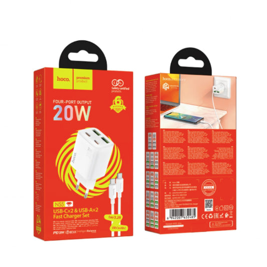 Home Charger | 20W | 2PD | 2U — Hoco N55 — White