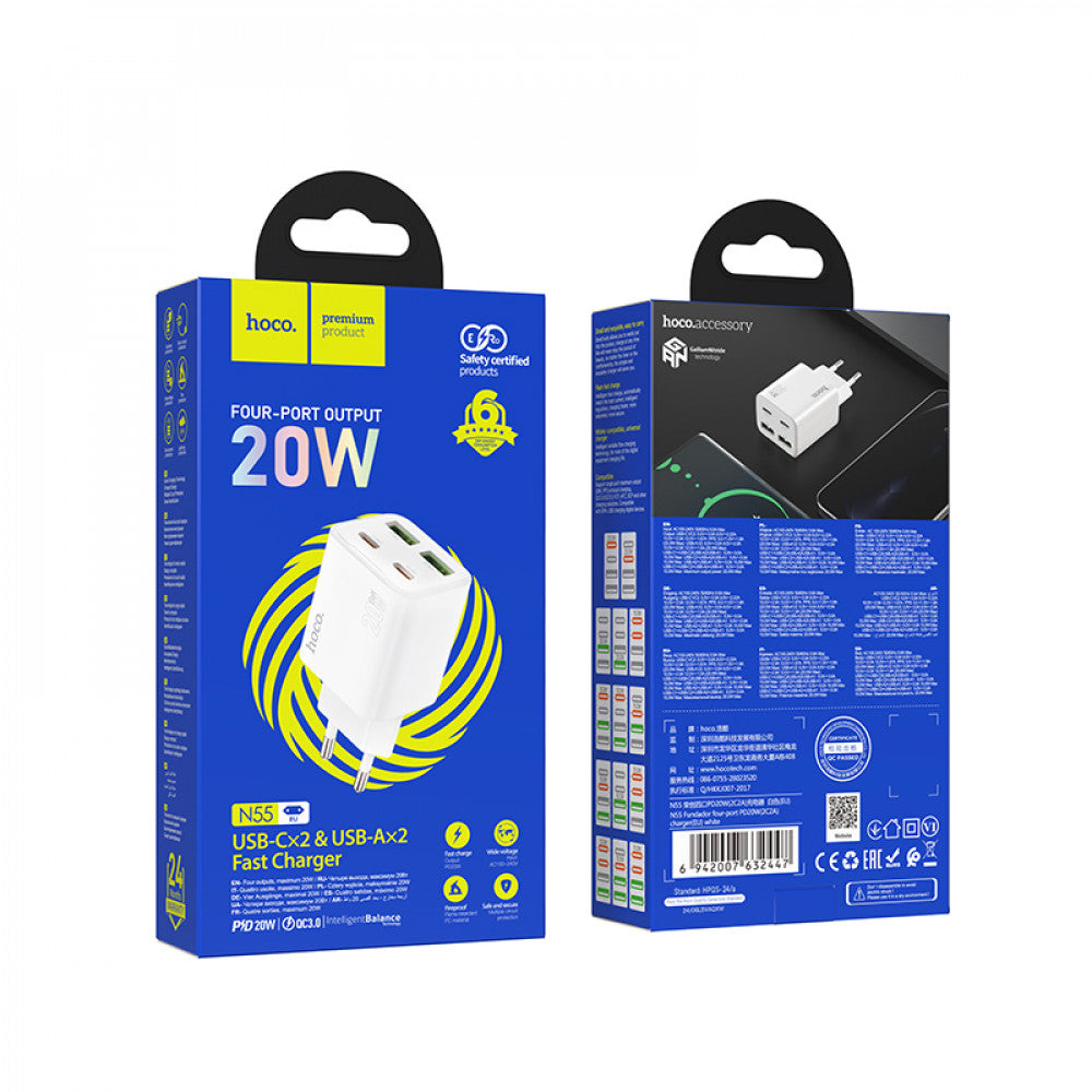 Home Charger | 20W | 2PD | 2U — Hoco N55 — White