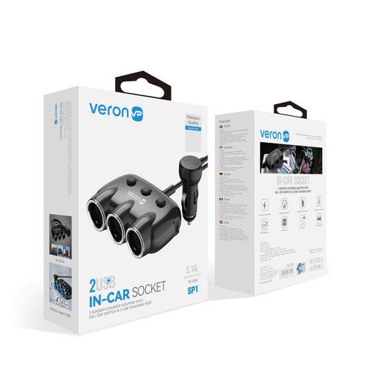 Розгалужувач прикурювача | 3S | 3.1A | 2U - Veron SP1