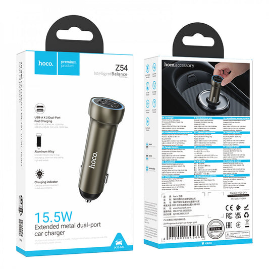 Car Charger 3.4A 2U Hoco Z54 — Gold