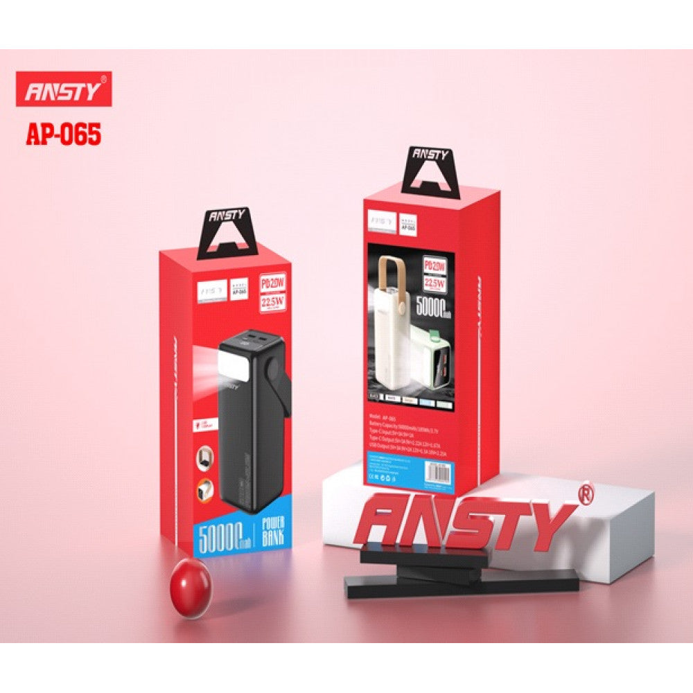 Power Bank 50000 mAh | 22.5W+PD20W — Ansty AP-065 — Black
