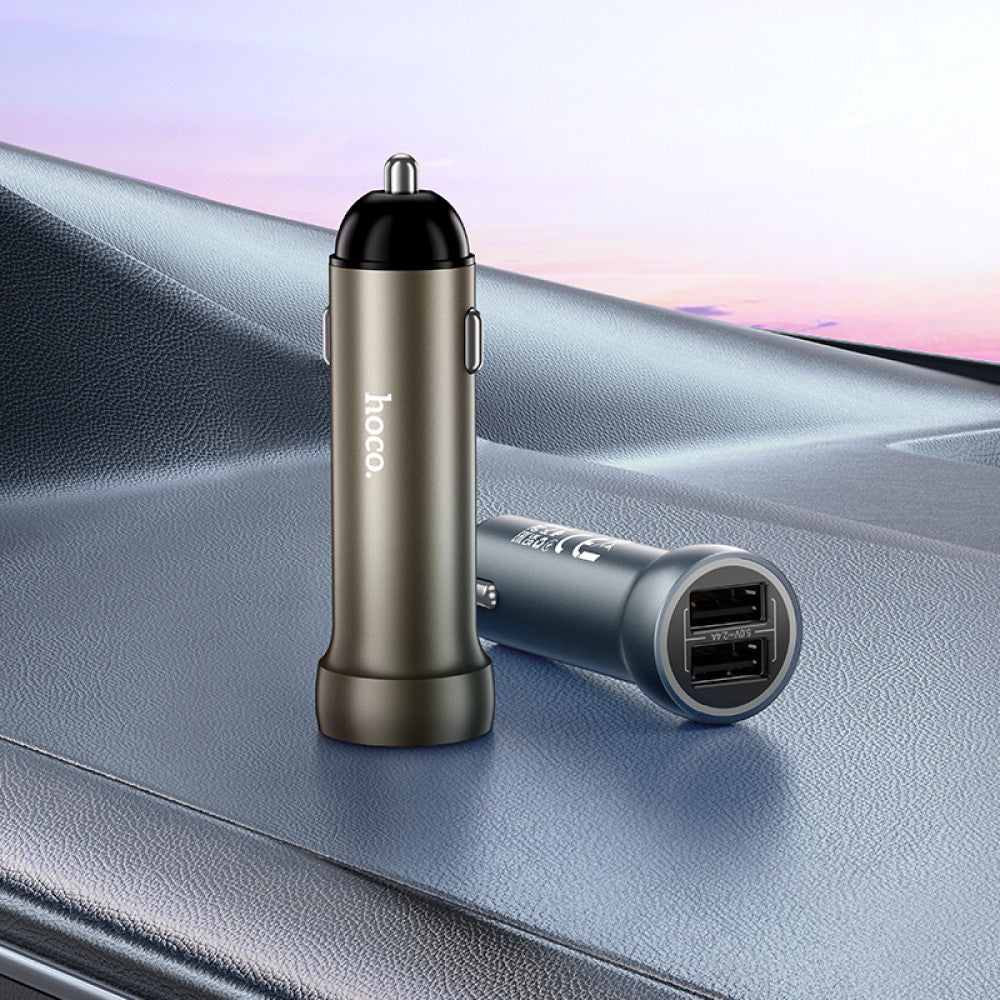 Car Charger 3.4A 2U Hoco Z54 — Metal Grey