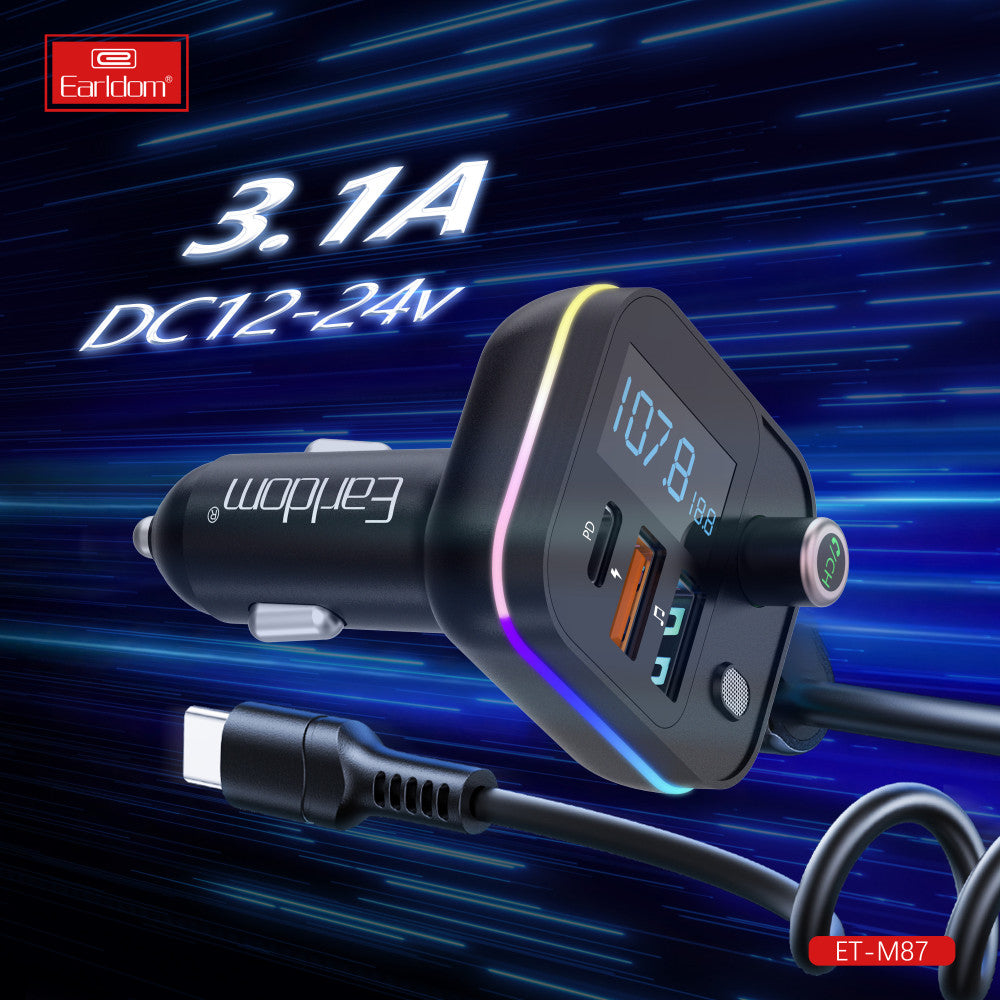 Fm Transmitter Modulator MP3 | Car Charger | 3.1A | 2U | 1C — Earldom ET-M87