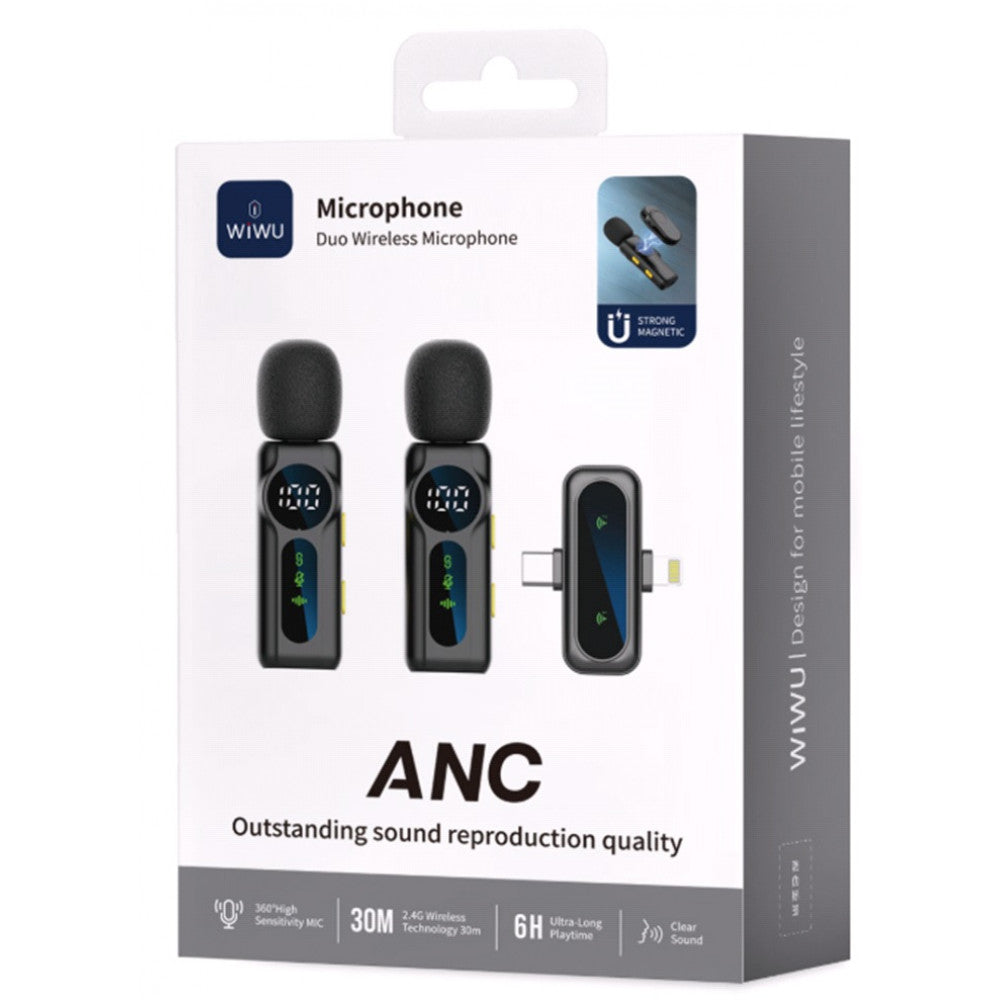 Беспроводной микрофон для телефона USB C+Lightning — Wiwu Wi-WM007