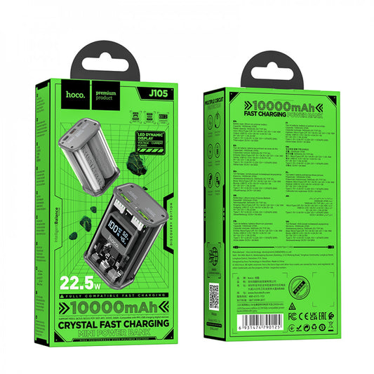 Power Bank 10000 mAh | 22.5W — Hoco J105 — Grey