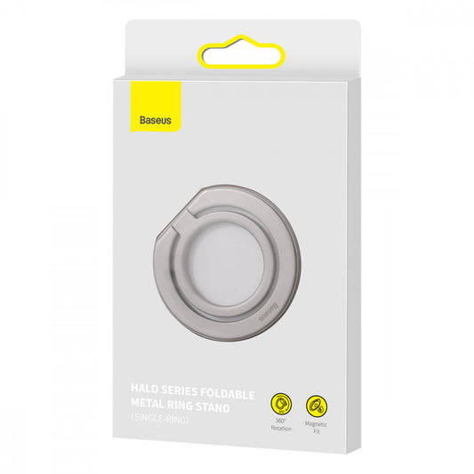 Foldable Metal Ring Stand - Baseus (SUCH0000) Halo Series (Single-ring - SUCH000013 Grey