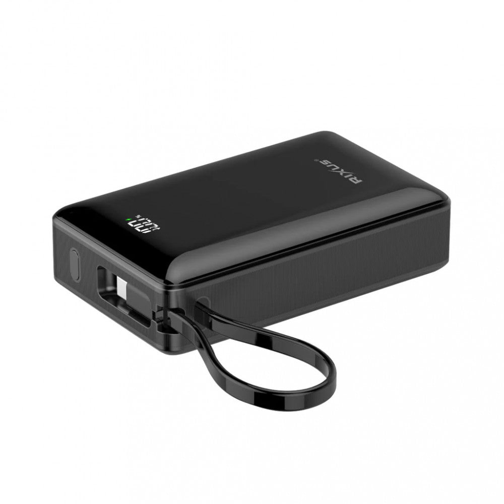 Power Bank 20000 mAh | 22.5W —Rixus RXPB02B With USB-C Cable Built-in