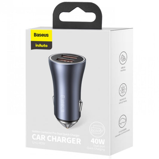 Car Charger 40W 2U Baseus (CCJD-A0G) Golden Contactor Pro Dual Quick Charger Dark Gray - CCJD-A0G Dark Gray