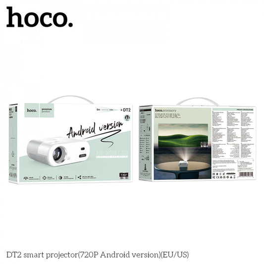 Беспроводной проектор Hoco DT2 (Android, 1280720р, Wi-Fi, Bluetooth 5.0, AV, USB, HDMI, AUX, YouTube, Netflix, Disney+, VLC)