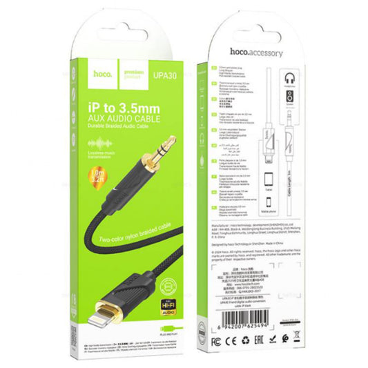 Cable Aux to Lightning (1m) — Hoco UPA30 IP — Black