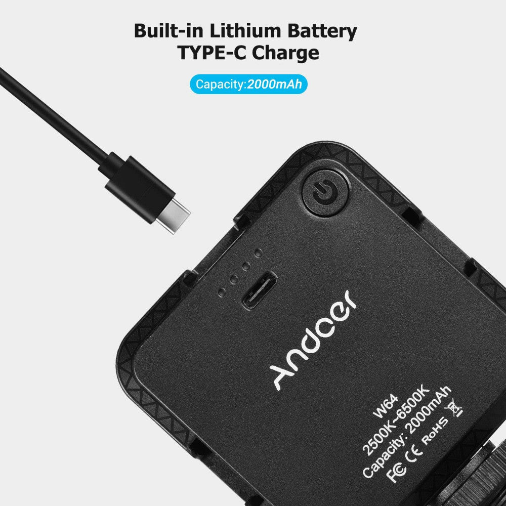 Лампа відеосвітло LED W64 6W LED 64pcs color 2500-6500K CRI 95+ Battery 2000mAh