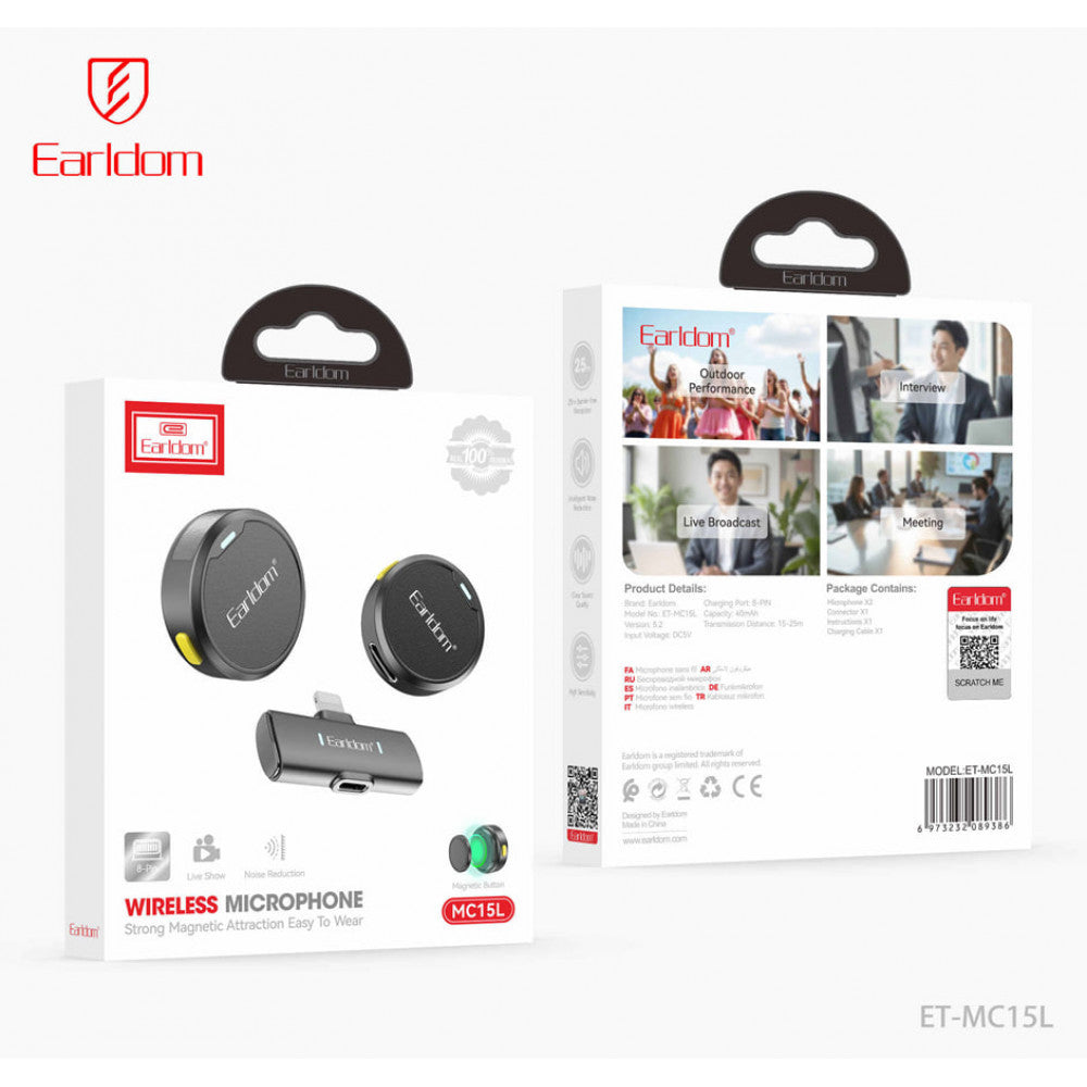 Беспроводной микрофон для телефона Lightning — Earldom ET-MC15L